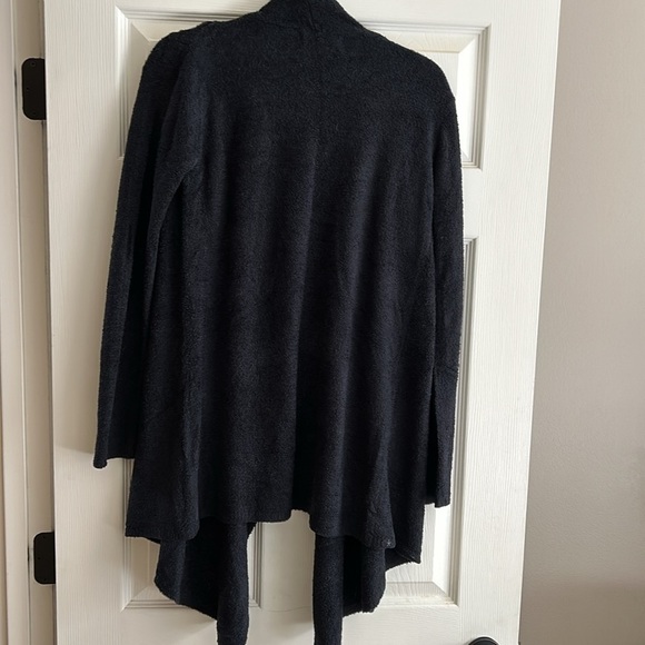 Barefoot Dreams CozyChic Lite Black Waterfall Open Front Cardigan - Picture 8 of 10